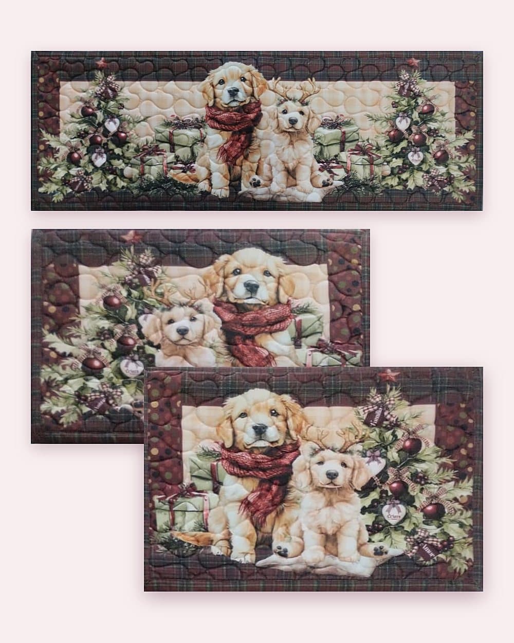 Jogo de tapetes Cachorrinhos e árvore de Natal
